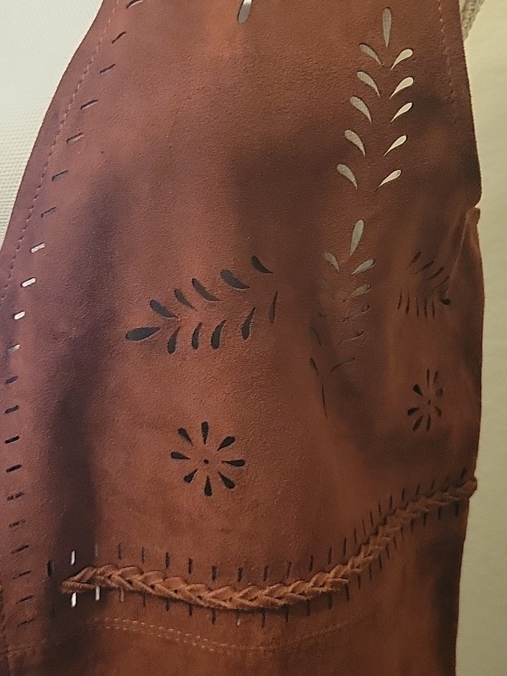 NWT Sundance Brown Suede Leather Laser-Cut Long Vest Size S - Picture 2 of 8